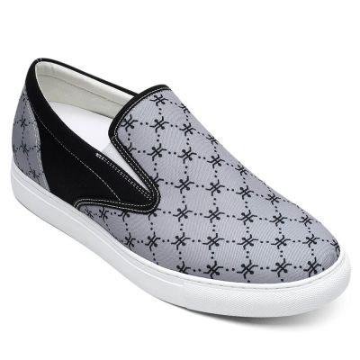 6CM Szare Płócienne Buty Slip-On | CHAMARIPA