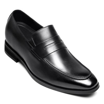 Buty Męskie Podwyższające - Eleganckie Czarne Loafersy Buty Męskie Do Garnituru - Podwyższenie 7 CM