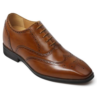 Brązowe Buty Oxford Wingtip 6 cm dla Mężczyzn | CHAMARIPA