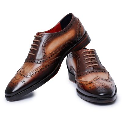 CHAMARIPA Męskie buty podwyższające - ręcznie robione buty Oxford - brązowe - 7 CM wyższy