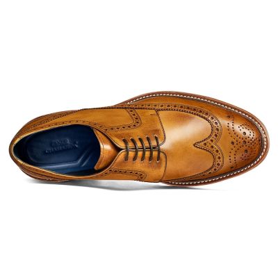 Buty Goodyear z podwyższeniem - Buty zwiększające wysokość - Ręcznie malowane brązowe buty brogue typu wingtip z podwyższeniem 7 cm