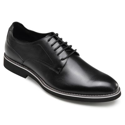 Eleganckie buty męskie podwyższające - Czarne skórzane buty derby które sprawiają że jesteś wyższy - Podwyższenie 5 CM