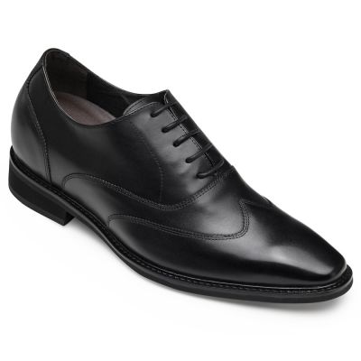 Oxford buty podwyższające - buty wizytowe podwyższające - Skrzydło ze skóry bydlęcej buty podwyższające do ślubu 8 CM