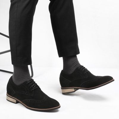 Zamszowe buty brogowe w stylu wingtip 8CM | CHAMARIPA