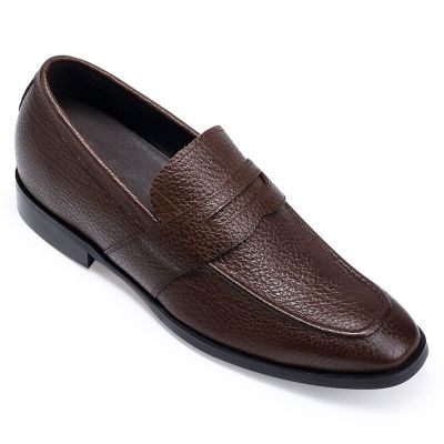 Buty podwyższające - buty podwyższające męskie - Brązowe loafersy, powiększone o 7 CM