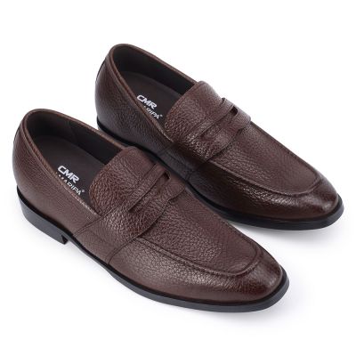 Buty podwyższające - buty podwyższające męskie - Brązowe loafersy, powiększone o 7 CM