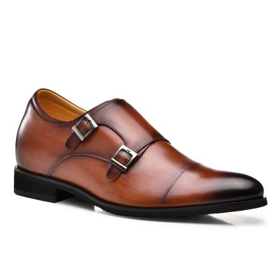 Brązowe Buty Monk Strap 7CM | CHAMARIPA