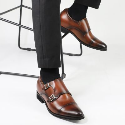 Brązowe Buty Monk Strap 7CM | CHAMARIPA