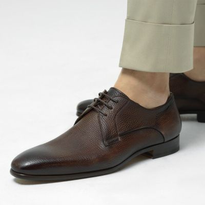 Brązowe skórzane buty derby 7CM | CHAMARIPA