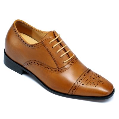 Brązowe Buty Oxford Brogue 7CM | CHAMARIPA