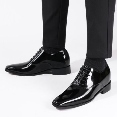 Czarne Buty Oxford Tuxedo z Podwyższeniem 7CM | CHAMARIPA