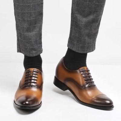 Ciemnobrązowe Buty Oxford 7CM | CHAMARIPA