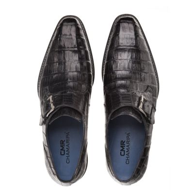 Czarne Skórzane Buty Monk Strap 6CM | CHAMARIPA