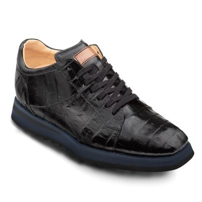 Czarne Sneakersy Krokodyl 7CM | CHAMARIPA