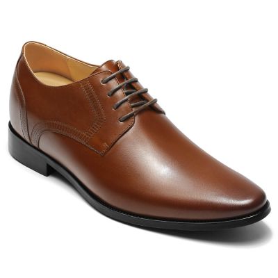 Brązowe Skórzane Buty Derby 8 cm | CHAMARIPA